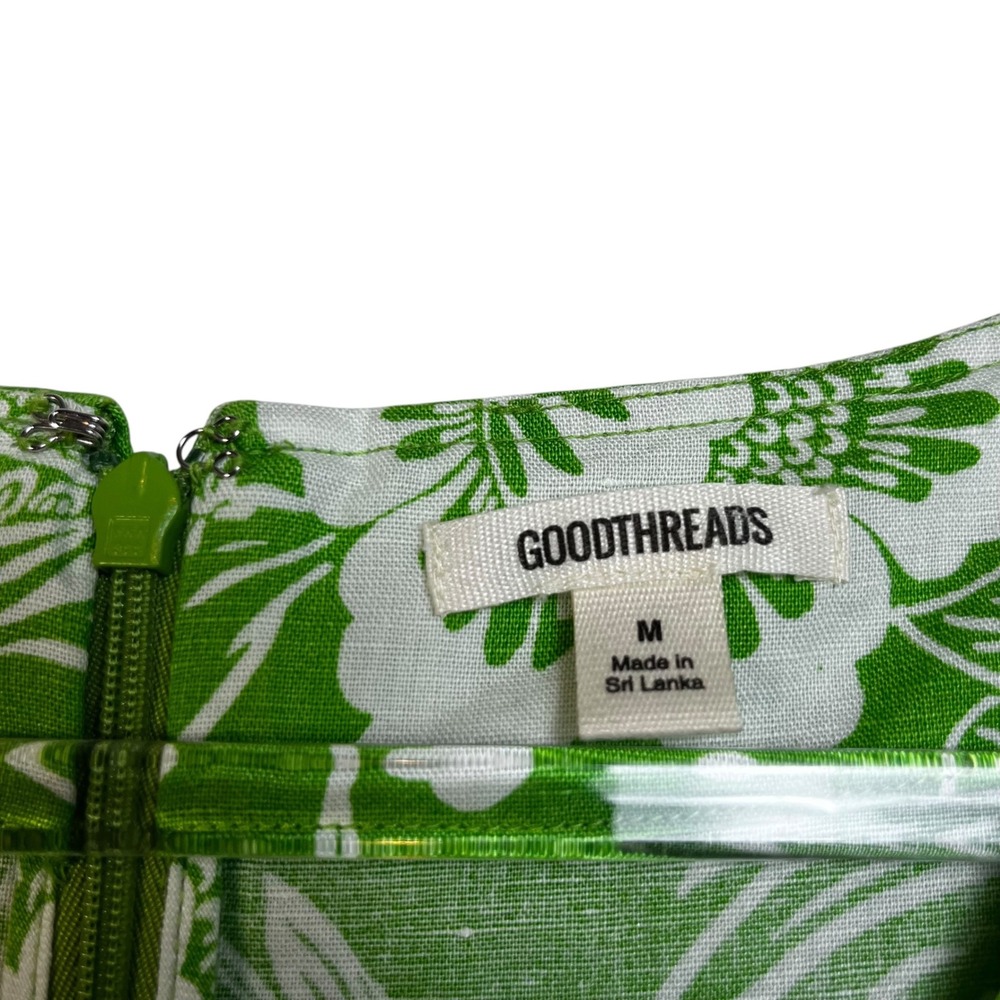 Goodthreads Green Floral Linen Blend Flutter Sleeve Tiered Mini Dress Womens M‎ - Picture 6 of 10